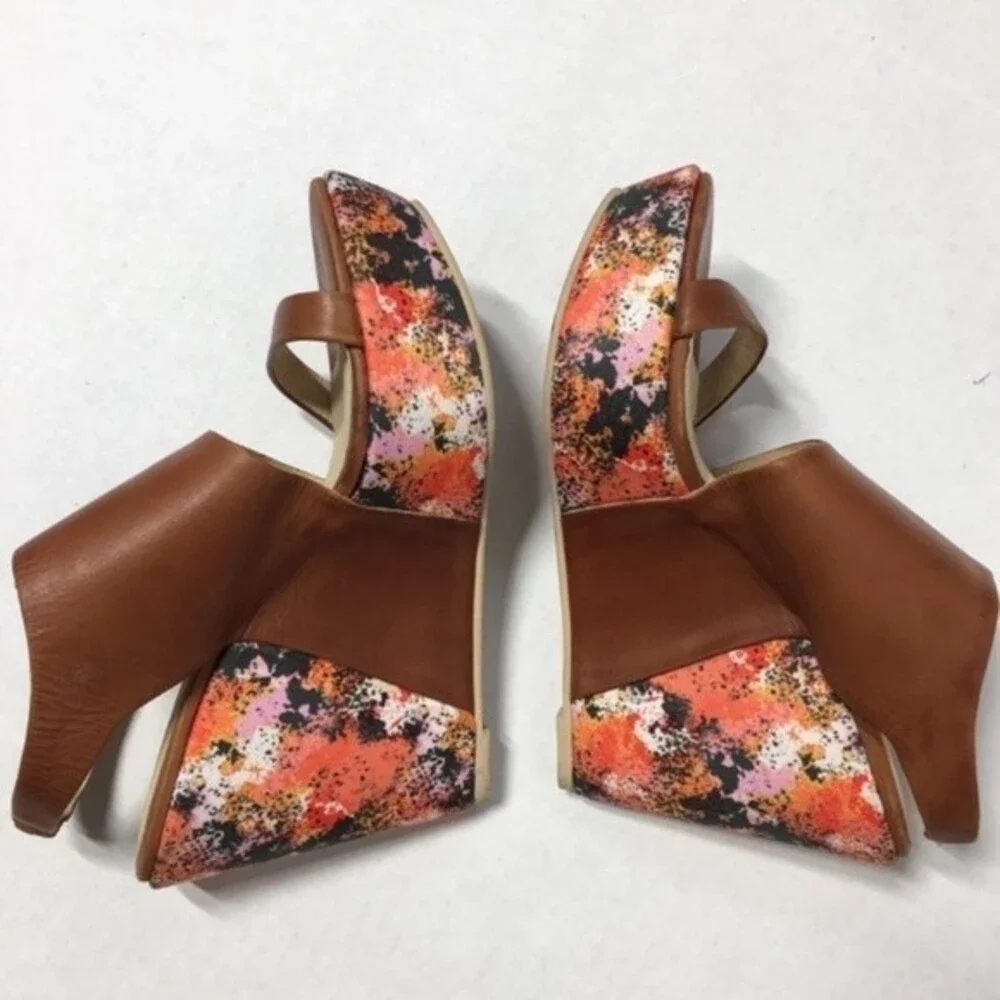 Faryl Robin 'Thea' Wedge In Terra Leather Sandal 8